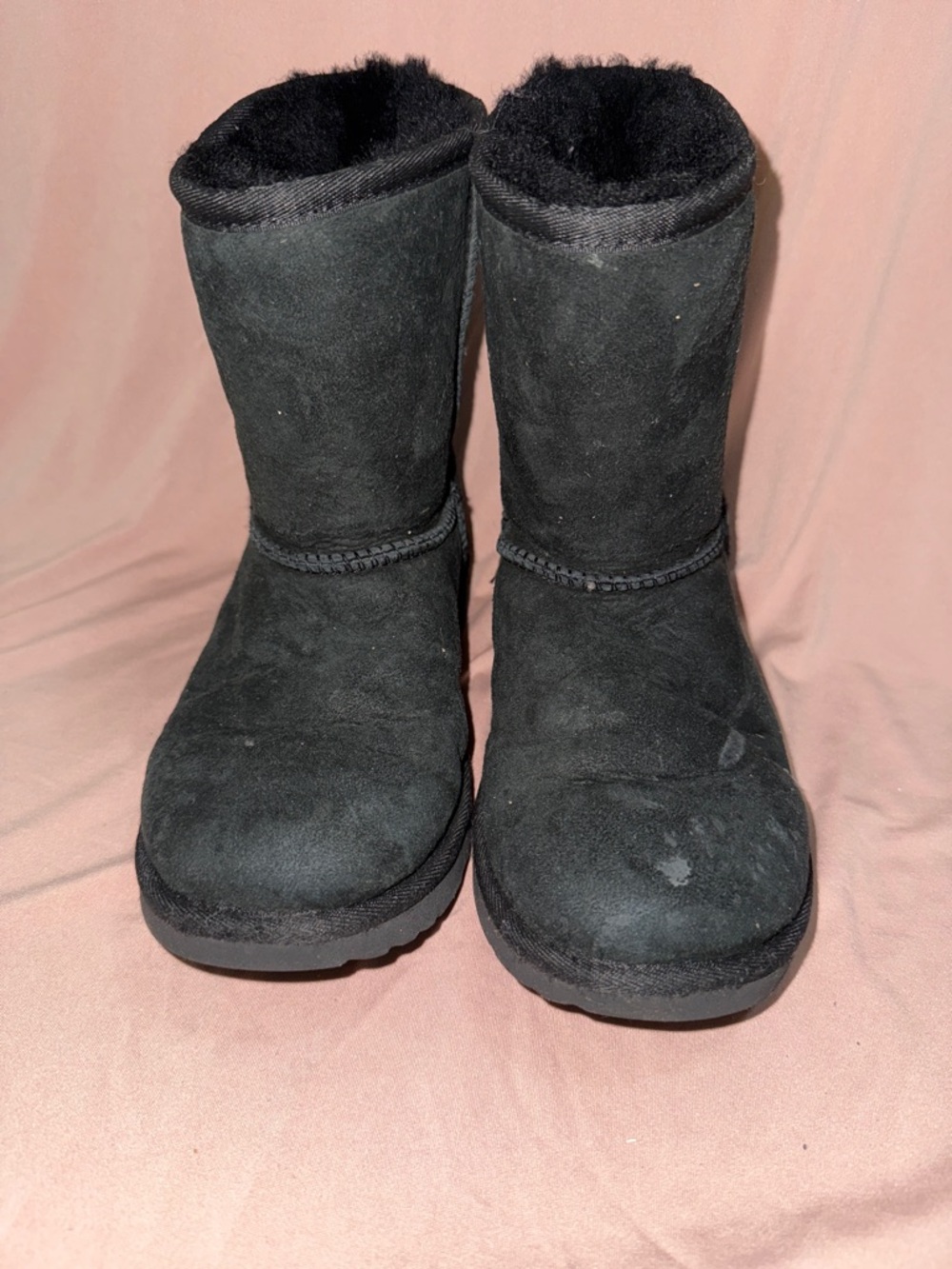 UGG Kids Black Suede Classic Short Boots
